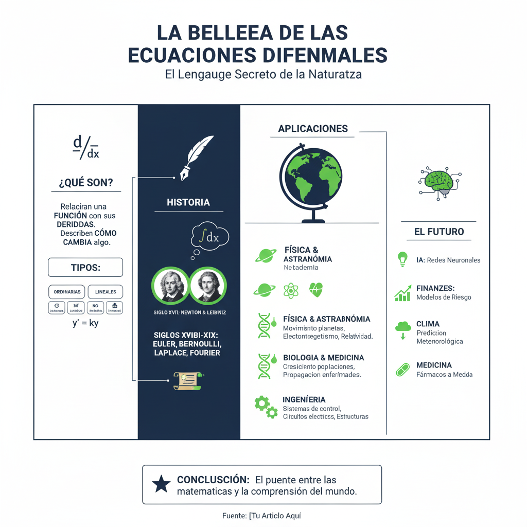 Infografía: La Belleza de las Ecuaciones Diferenciales - El Lenguaje Secreto de la Naturaleza